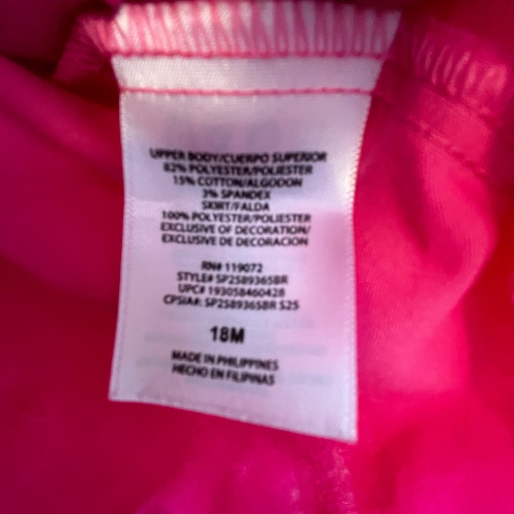 Barbie Dress 18M Pink Ruffle Tulle Sparkle Logo Adorable Infant Girl - Picture 6 of 7